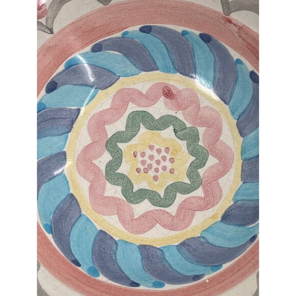 Mackenzie Childs Stoke‎ Gabriel Ceramic Cereal Bowl Floral Geometric Design 8.5" - Picture 2 of 7